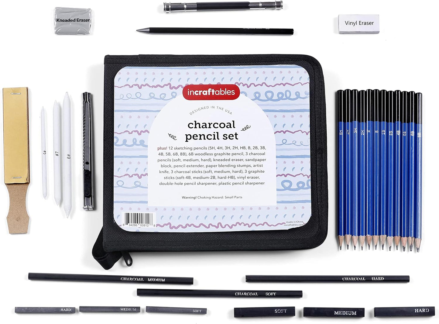 Incraftables Drawing Pencils for Sketching & Shading. Art Sketch Pencils Set for Adults & kids. Drawing Supplies Sketch Kit with 21 Graphite & Charcoal Pencils.