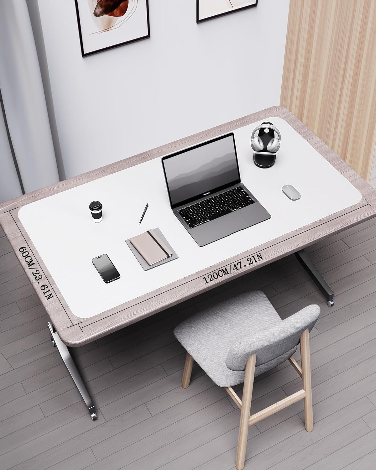 YSAGi Double-Sided Desk Pad, Leather Desk Mat, Eco Cork Desk Pad Protector,Large Mouse Pad,Waterproof Desk Blotter for Office/Home (Off-White+Cork, 47.2" x 23.6")