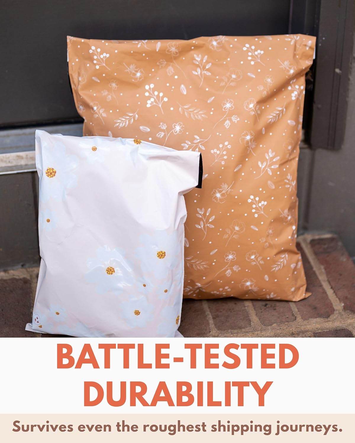 Poly Mailers 14.5x19-25 Pack Biodegradable Shipping Bags for Clothes and Large Items - Impack Self-Seal Waterproof Thick Mailing Envelope for Accessories & Clothing - Floral Chestnut