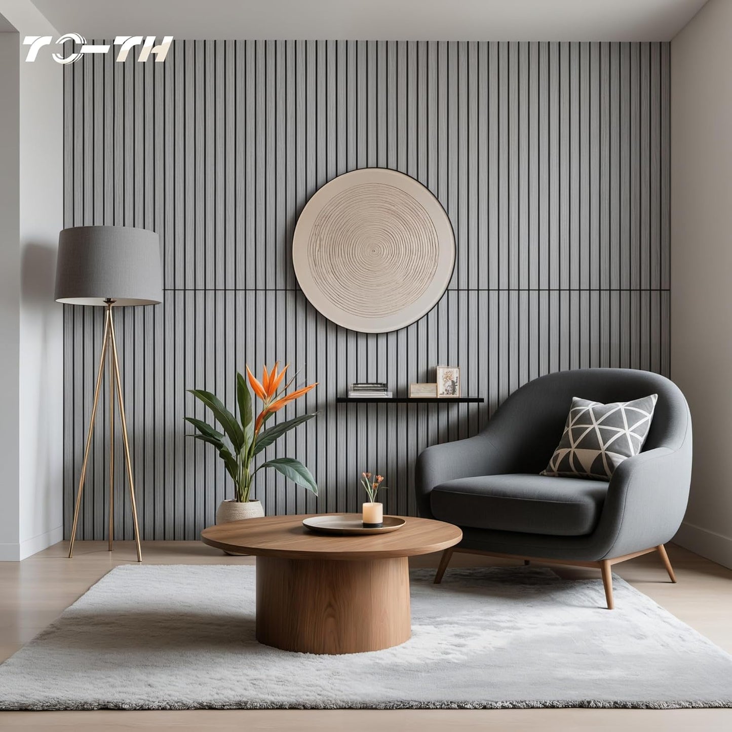 TO-TH Wood-Look Acoustic Panel, 4 Pack 47.2” x 23.6” Soundproof Wall Panels, Decorative Sound Absorbers Large Acoustic Panels for Home, Office, Basement, Gray Oak