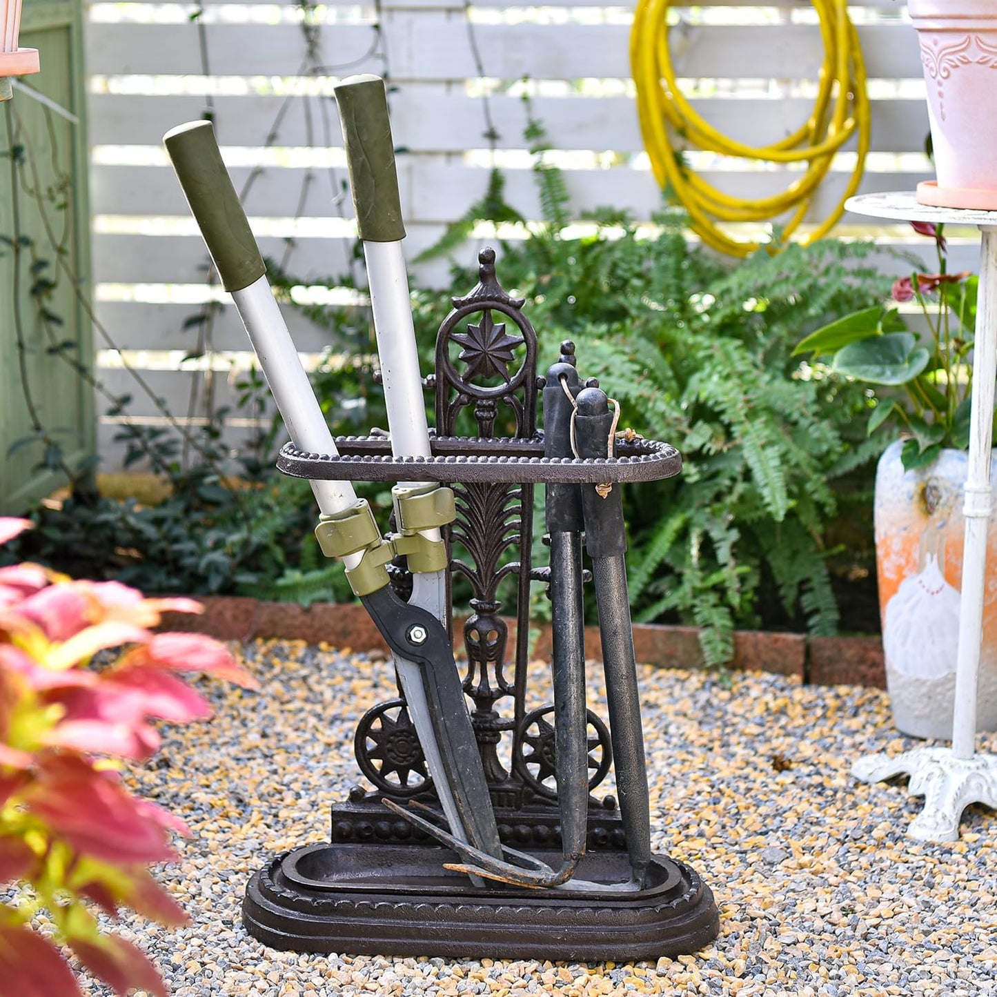 Sungmor Royal Style Cast Iron Umbrella Stand w/Detachable Drip Tray, Heavy Duty Rustic Umbrella Holder for Entryway,Front Door,Hallway,Outside Porch, Decorative Freestanding Umbrella Rack Organizer
