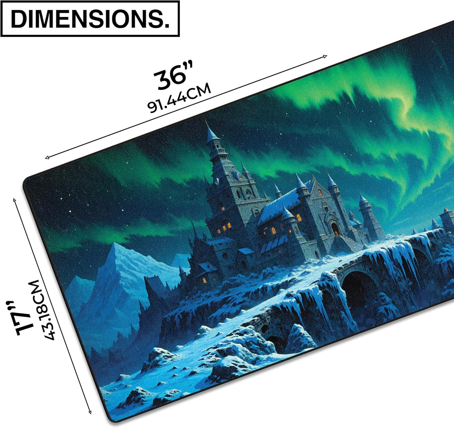 MPCO. Dark Fantasy Large Gaming Desk Pad - 36" x 17" Aeroglyde Fabric Whispers of The Northern Sky Desk Mats - Non-Slip, Washable, Smooth Glide for Precision Gaming & Work