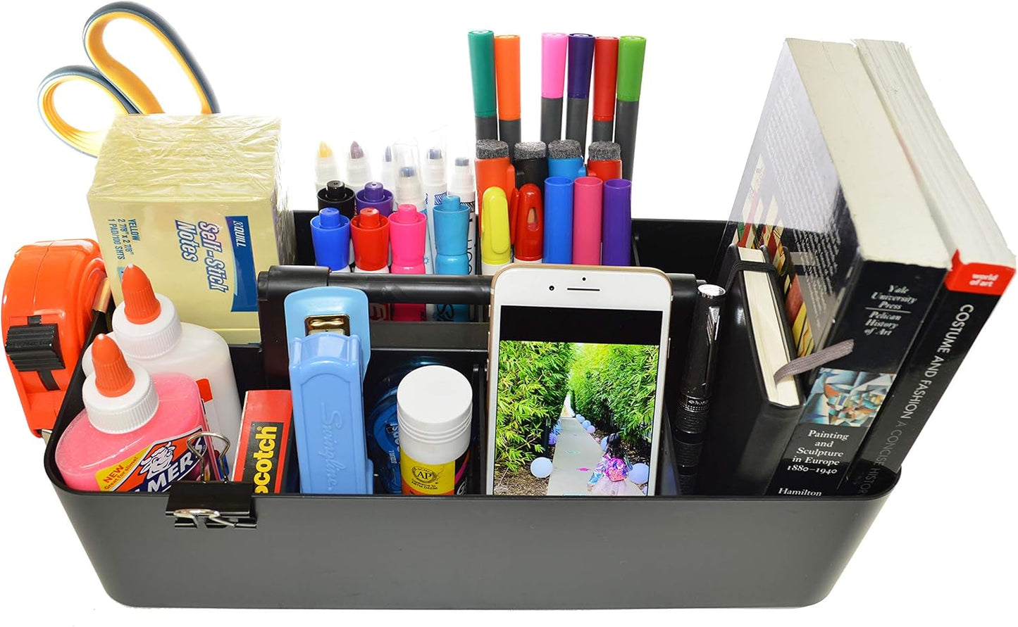 Portable Caddy Organizer - Stackable Plastic Caddy with Handle | Desk, Makeup, Dorm Caddy, Classroom Art Organizers (Made In Usa) (Mint/Ivory/Gray/Black)