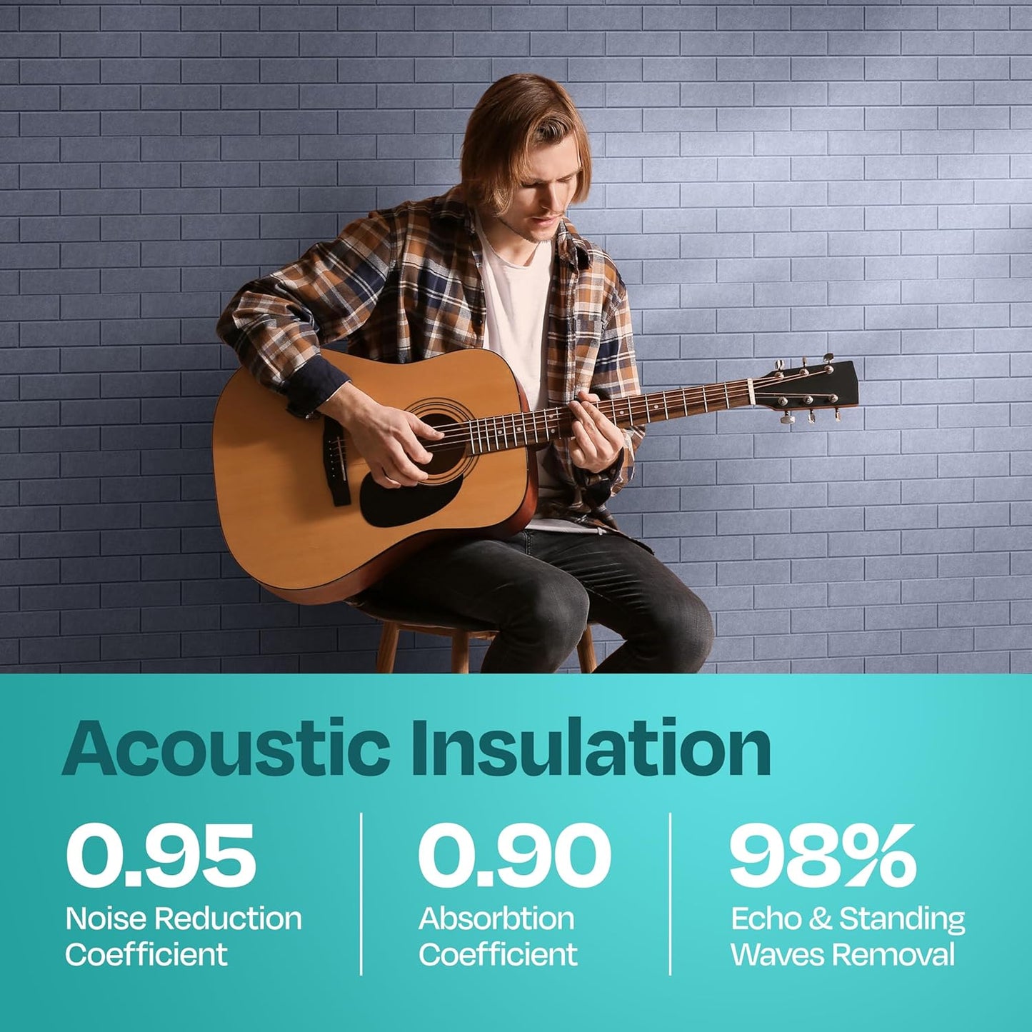 Acoustic Panels 18-Pack Soundproof Wall Panels 12"X12"X0.4" Brick Style Sound Panels Premium Sound Dampening Panels Easy Self Adhesive Installation - [Dusky Gray]