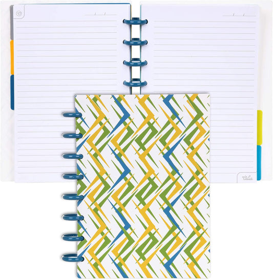 Talia Discbound Notebooks, Planner, Customizable, (xZiggity Zag w/deep Lake Blue Discs, Junior (5.5in x 8.5in))