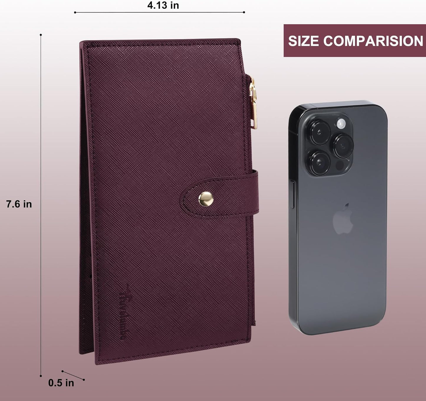 Travelambo RFID Wallet Women Large Size Bifold Multi Card Wallet Case with Zipper Pocke Credit Card Holder for Women