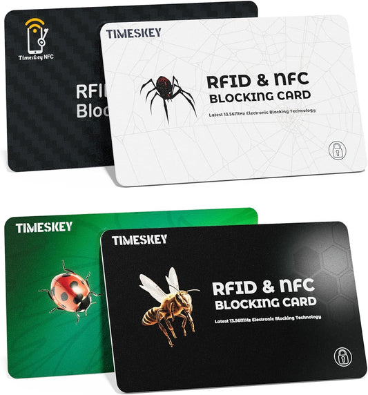 RFID Blocking Cards(4-Pack)–Ultra Thin Credit Card Protector for Wallet,Shields ID/Credit Card/Passport from Skimming–Durable Theft Cards