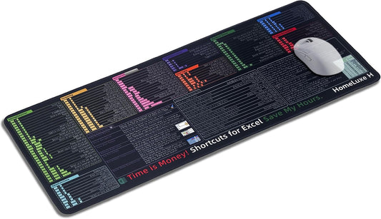 Excel Cheat Sheet Desk Pad-Large Mouse Pad for The Accountant,Office Accessories, Mat for Microsoft Office,Non-Slip Stitched Edge