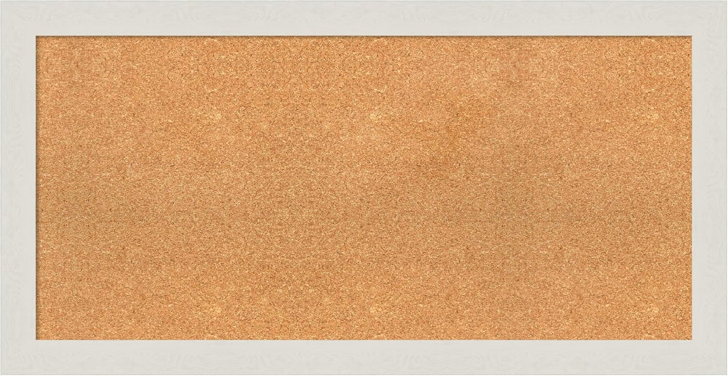 Amanti Art Natural Cork Board for Wall, 21x41 Vision Board with White Frame, Large Corkboard Office Decor for Home Organization, Country Rustic Corkboard Pinboard to Display Items for Home