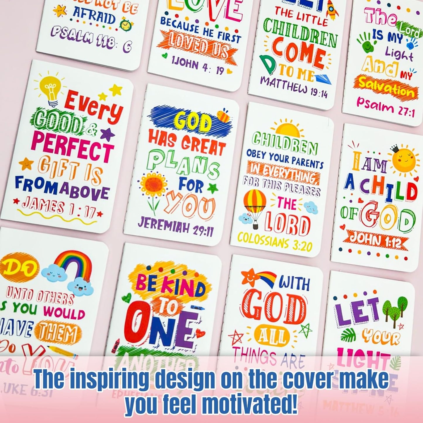 24Pcs Bible Verse Notepads,Mini Religious Pocket Notebooks Motivational Christian Small Inspirational Notepads Journals Gift Bulk Prizes for Kids Teacher School Home Travel Supplies (Bible White)