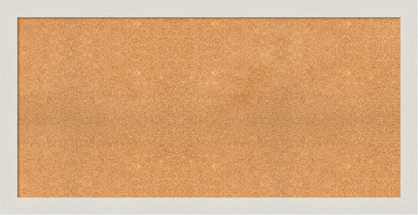 Amanti Art Natural Cork Board for Wall, 25x49 Vision Board with White Frame, Oversize Corkboard Office Decor for Home Organization, Country Rustic Corkboard Pinboard to Display Items for Home