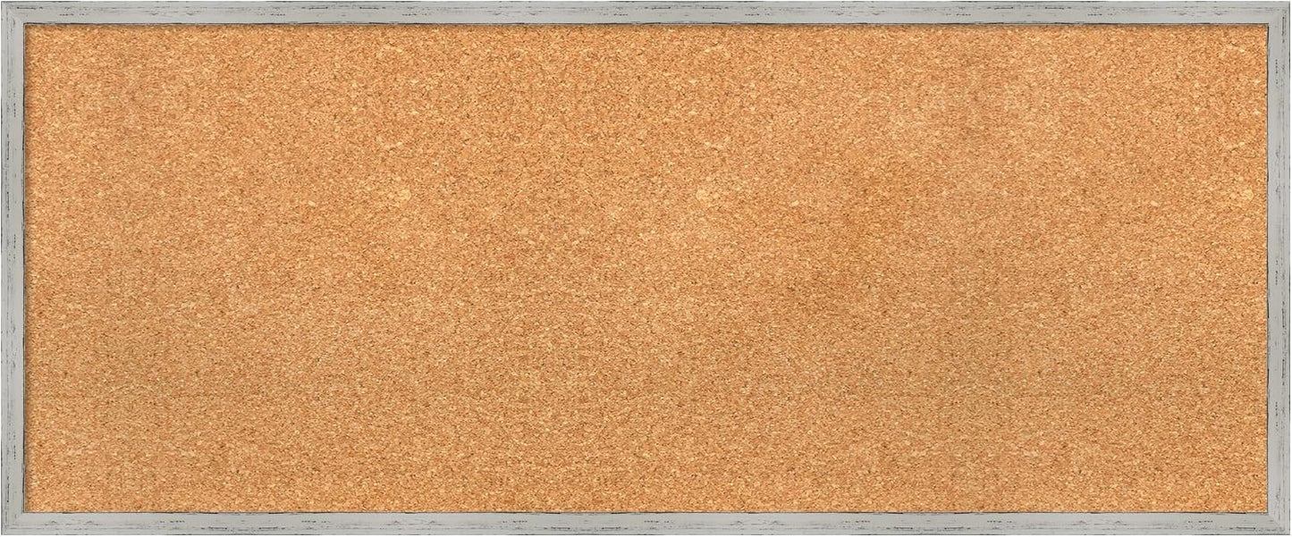Amanti Art Natural Cork Board for Wall, 17x41 Vision Board with White Frame, Large Corkboard Office Decor for Home Organization, Cottage Corkboard Pinboard to Display Items for Home Organization in