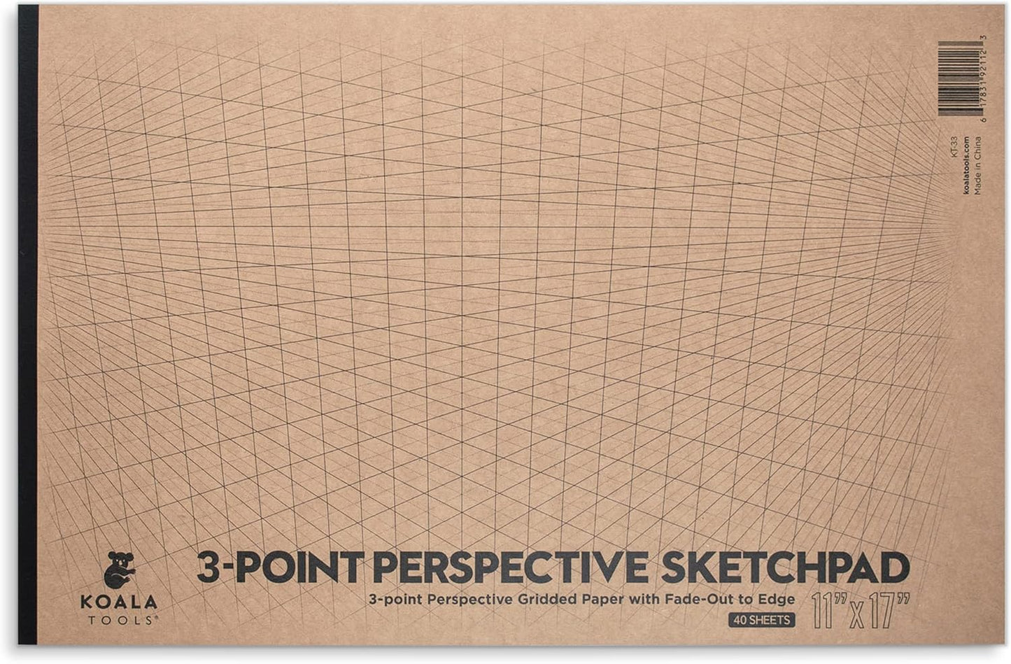 Koala Tools | Drawing Perspective (1 and 2-Point) Large Sketch Pad (3 Point - 11 x 17)