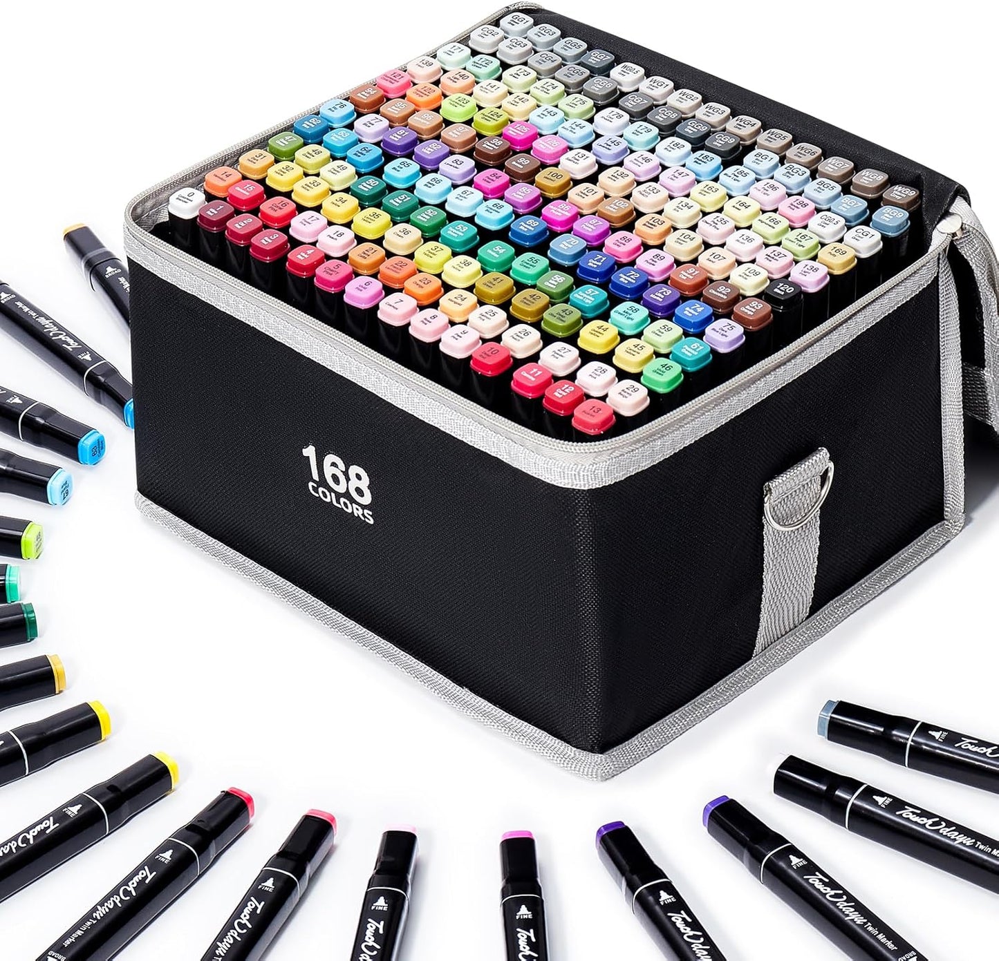 168 Colors Alcohol Markers - Dual Tip Permanent Art Markers Set for Coloring Drawing Painting, Fine and Chisel Tip Alcohol Based Pens with Carrying Case for Adult Artists