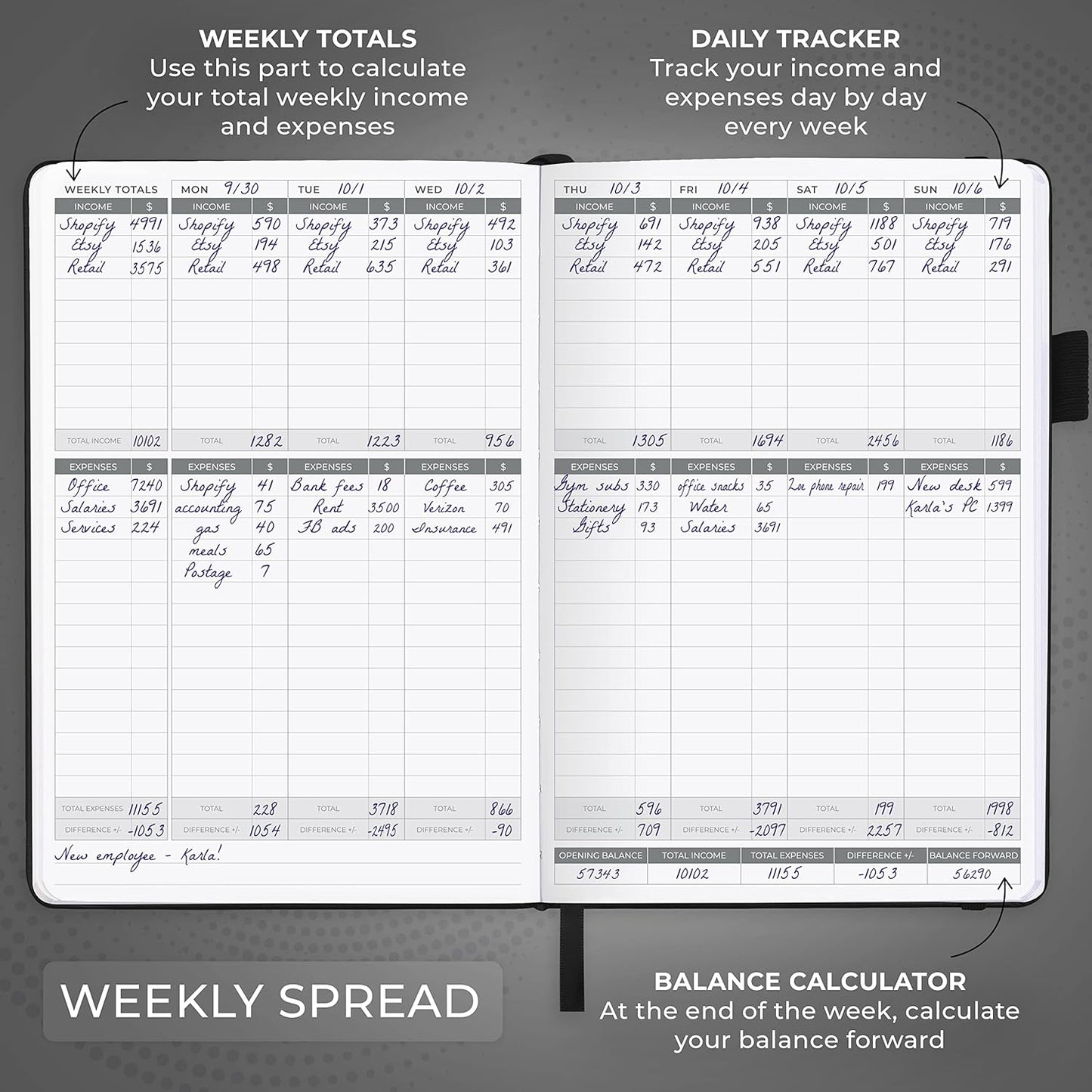 Clever Fox Income & Expense Tracker – Accounting & Bookkeeping Ledger Book for Small Business – 1-Year Record Notebook, A5 (Black)