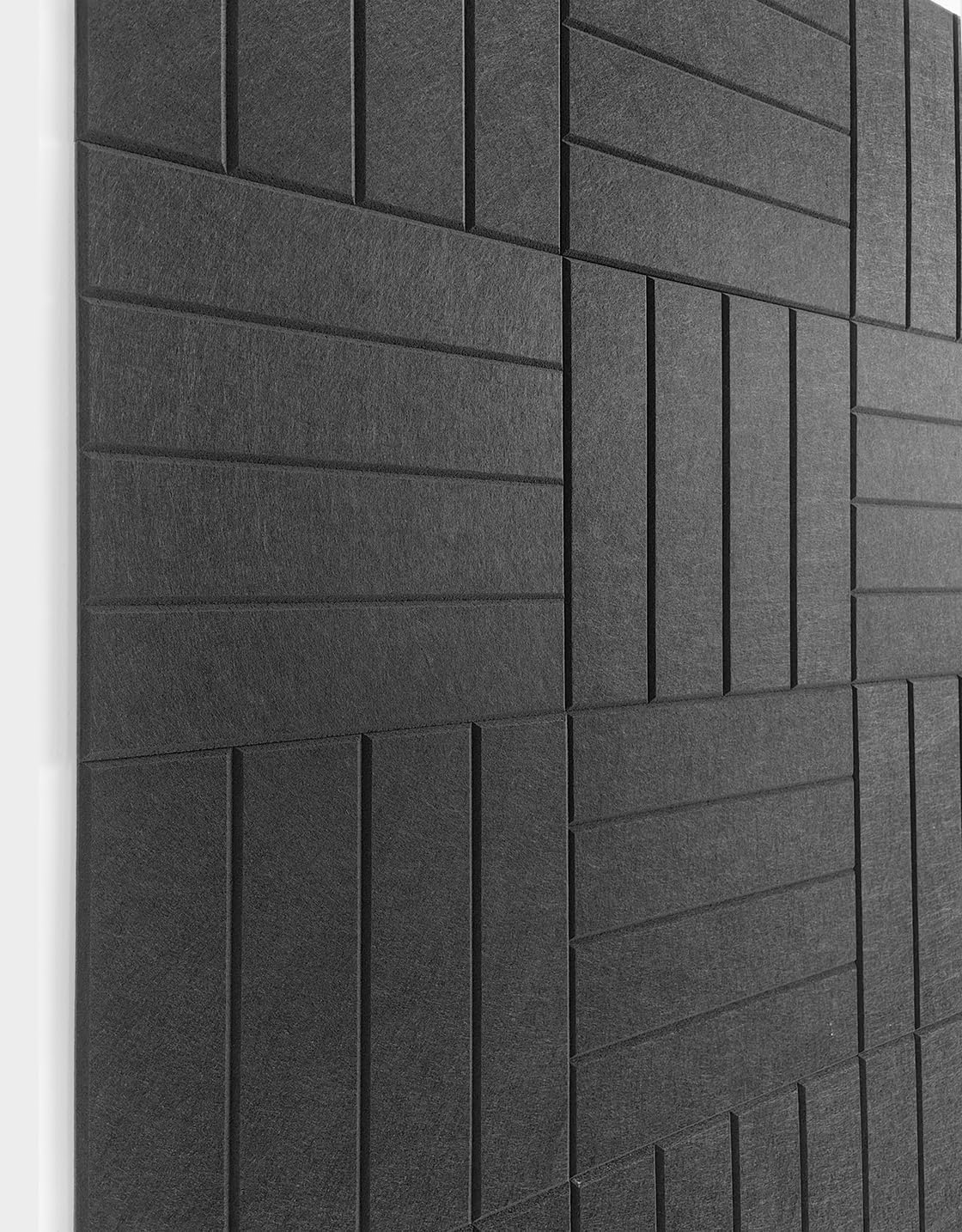Large Cork Board Alternative - 12-Pack Felt Wall Tiles with Safe Removable Adhesive Tabs, Cork Wall Tiles Bulletin Board Home Office Essentials - Black