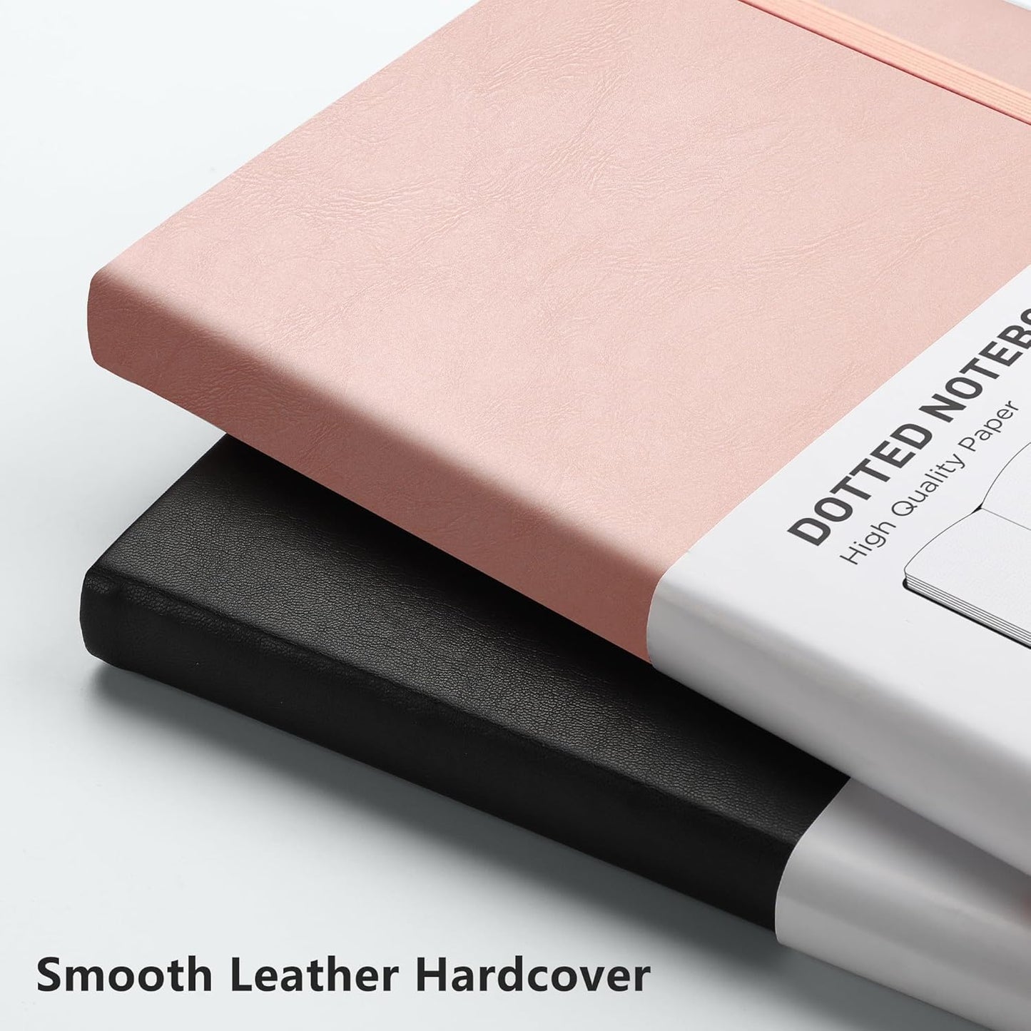 RETTACY Bullet Dotted Journal Notebook, 192 Pages, A5 Medium Size (5.7'' x 8.3''), Leather Hardcover, 100 GSM Thick Paper, for Bullet Journaling, Planning, Tracking (Rose Gold)