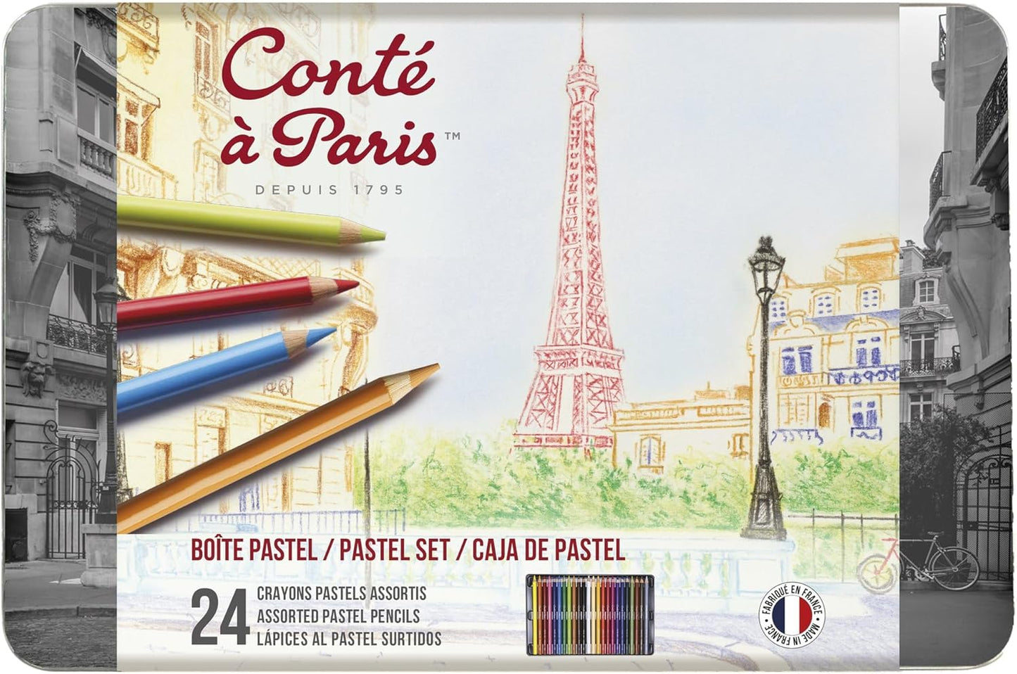Conté à Paris Pastel Pencils with 24 Assorted Colors