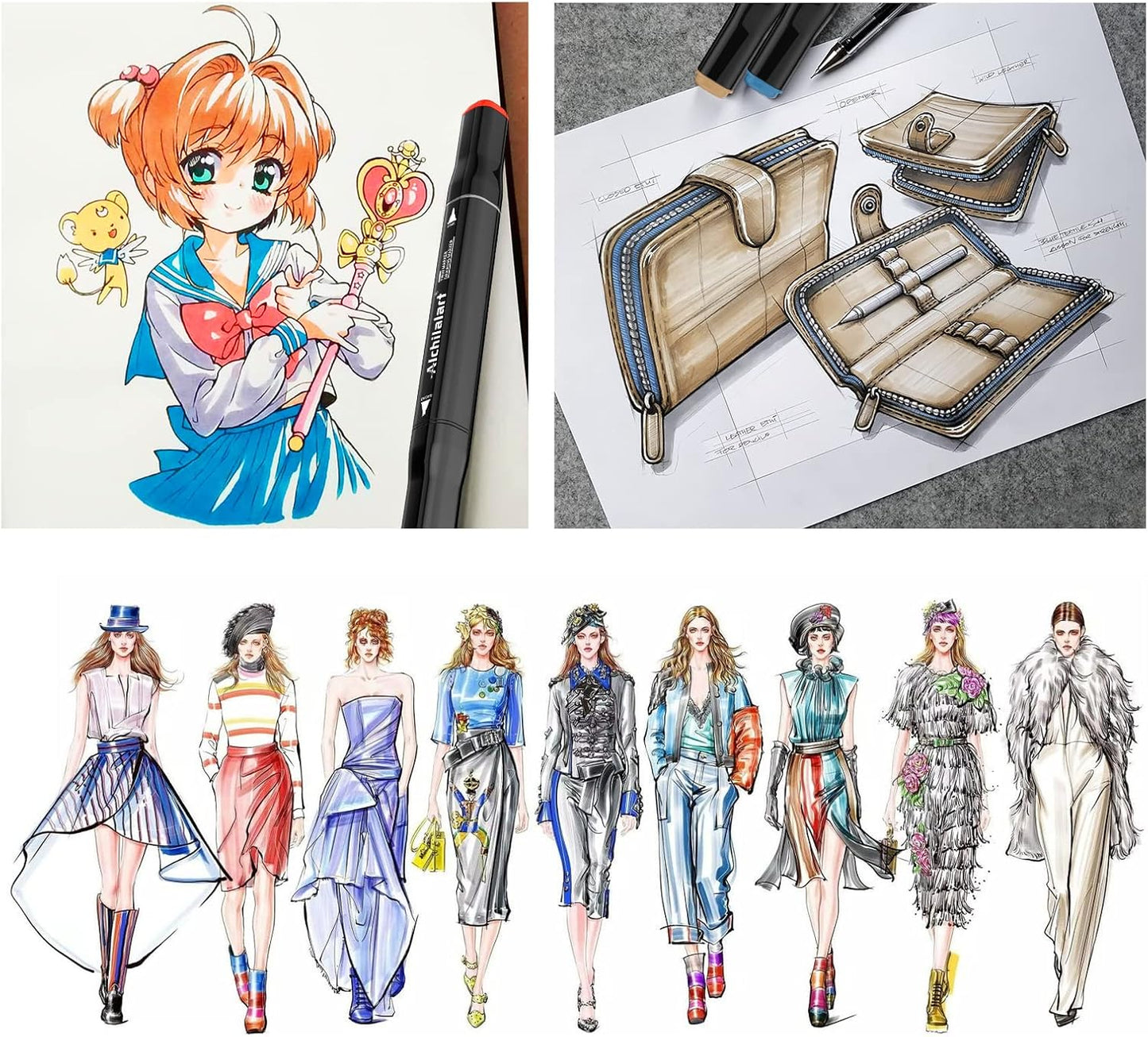 alchilalart 100-Colors Alcohol Based markers, Alcohol Markers Set, Dual Tip Alcohol Sketching Drawing Markers Animation for Adults Kids