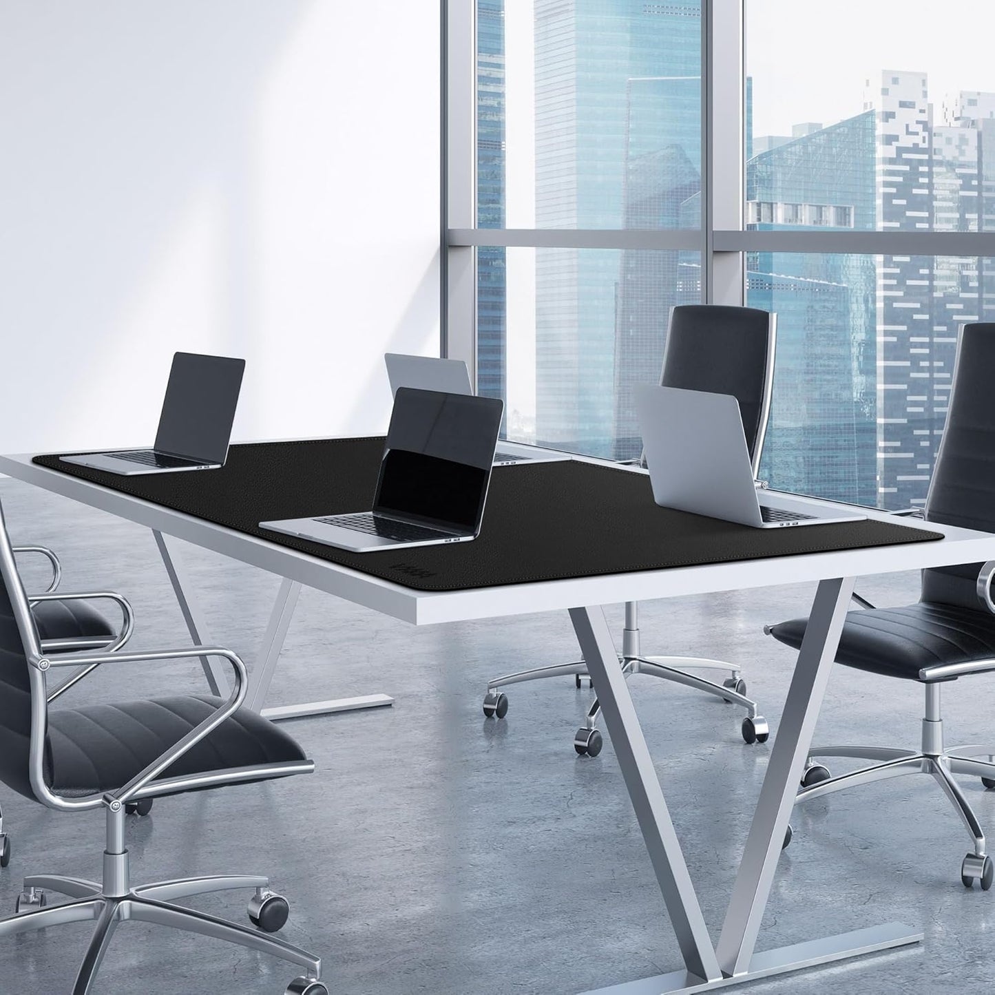 Vyaaa Leather Desk Mat, 63” x 31.5” Leather Desk Pad Protector, Waterproof Extra Large Desk Mat, Large Mouse Pad，Desk Mats on top of Desks for Home or Office (Black)