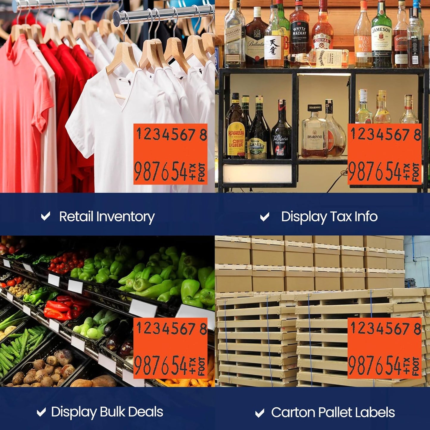 Perco Fluorescent Red Pricing Labels for Monarch 1136 Price Gun - 8 Rolls, 14,000 Pricemarking Labels