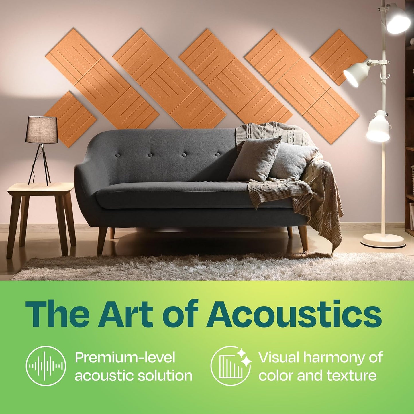 Acoustic Panels 12-Pack Soundproof Wall Panels 12"x12"x0.4" Decorative Sound Dampening for your Home, Office, Studio, Bedroom & More with Unique LineWave Carving [70'S Orange]