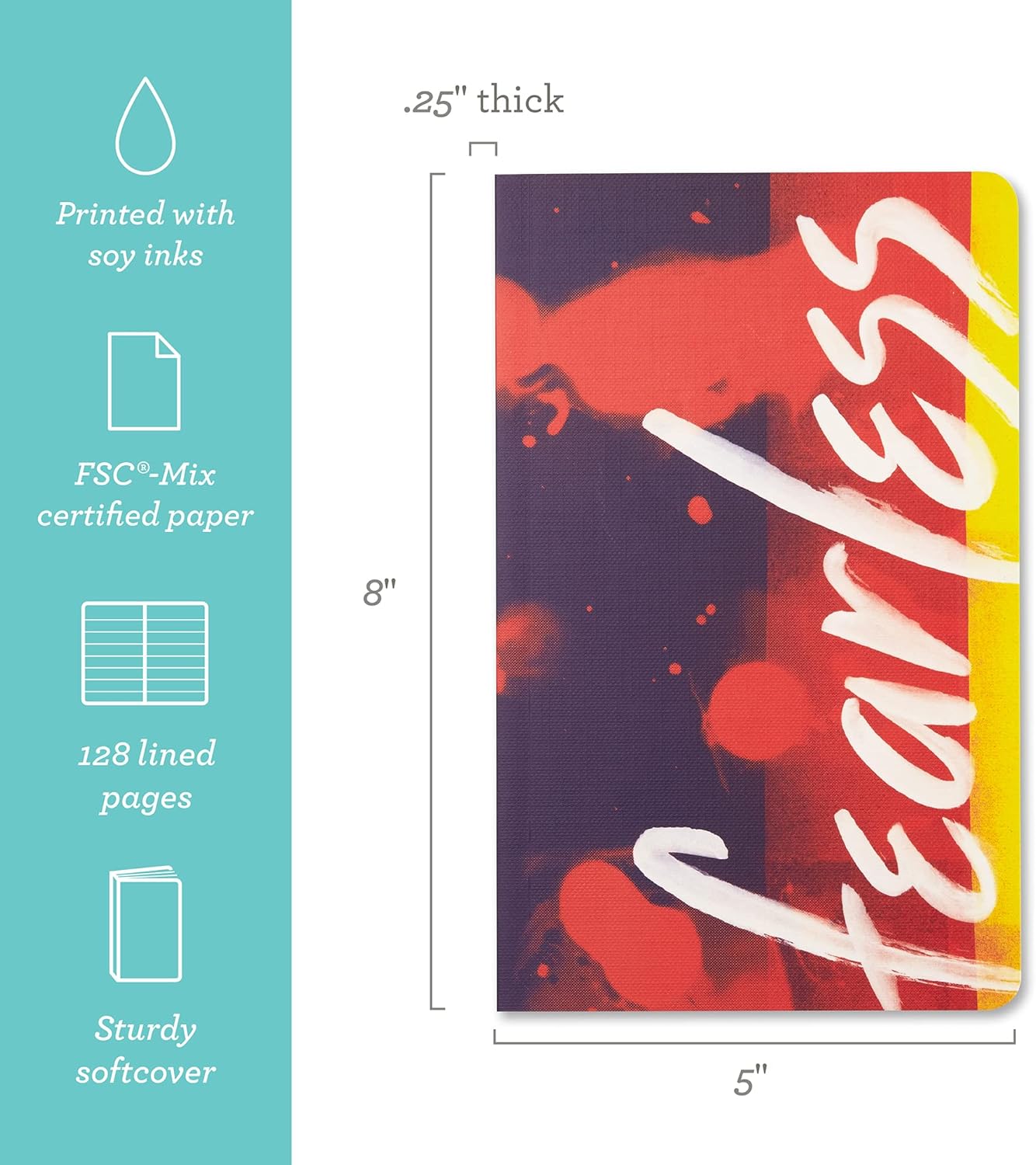 Compendium Softcover Journal - Fearless – A Write Now Journal with 128 Lined Pages, 5″W x 8″H