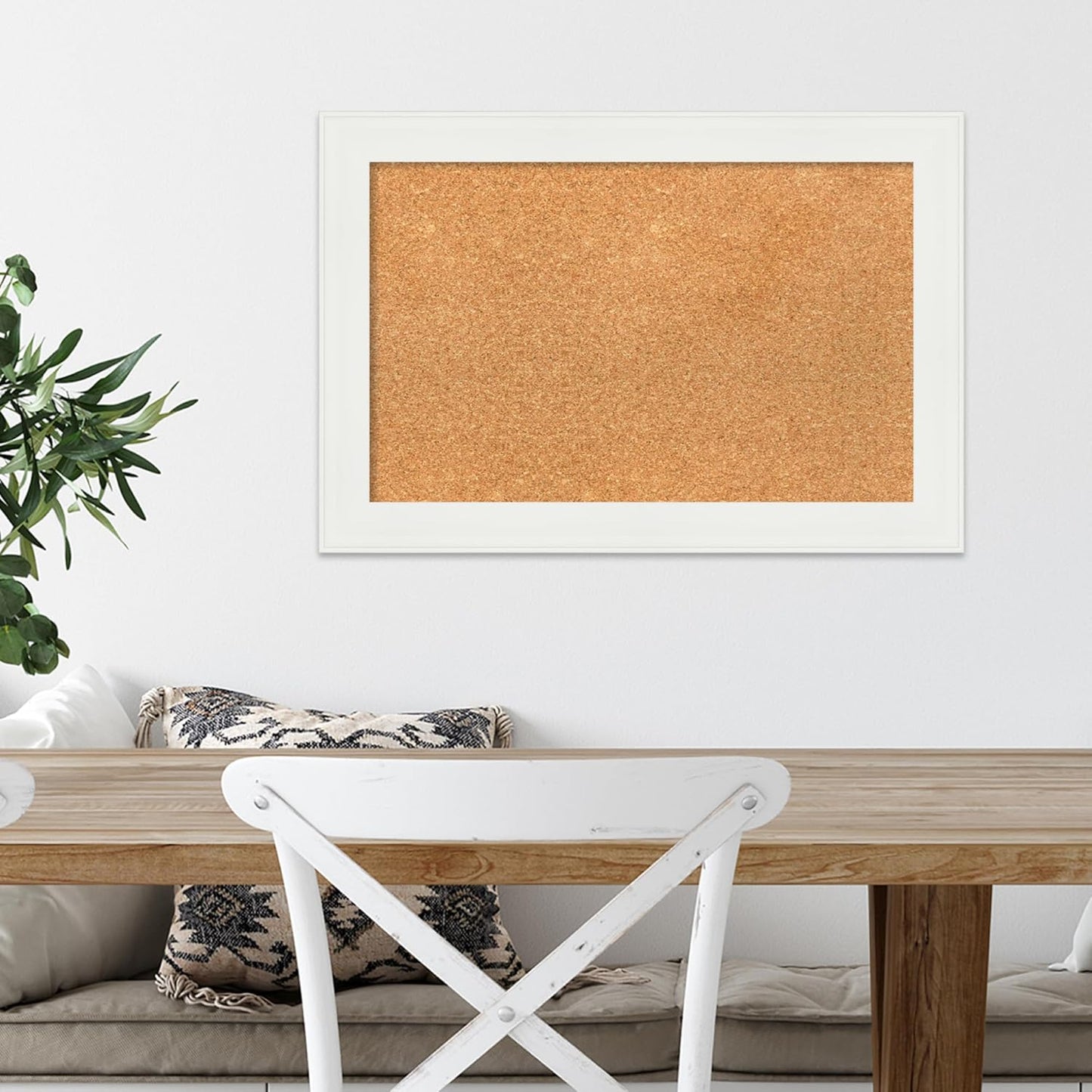 Amanti Art Natural Cork Board for Wall, 17x25 Vision Board with White Frame, Small Corkboard Office Decor for Home Organization, Casual Corkboard Pinboard to Display Items for Home Organization in