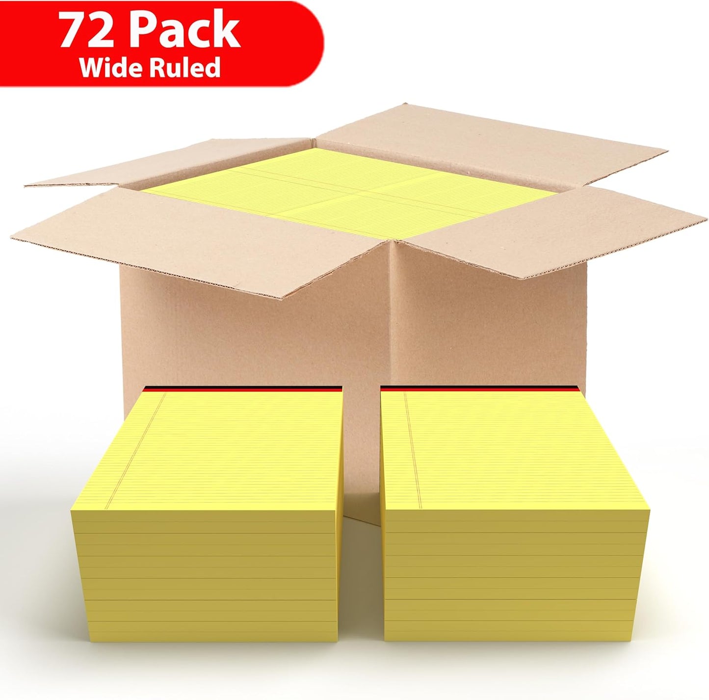 E-CLIPS USA Notepads, Legal Pads, Note Pads 8.5 x 11, Legal Wide Rule Notepad, Canaray, Chipboard Back, Writing Pad, Office Supplies, 50 Sheets Per Pad (72 Pack)