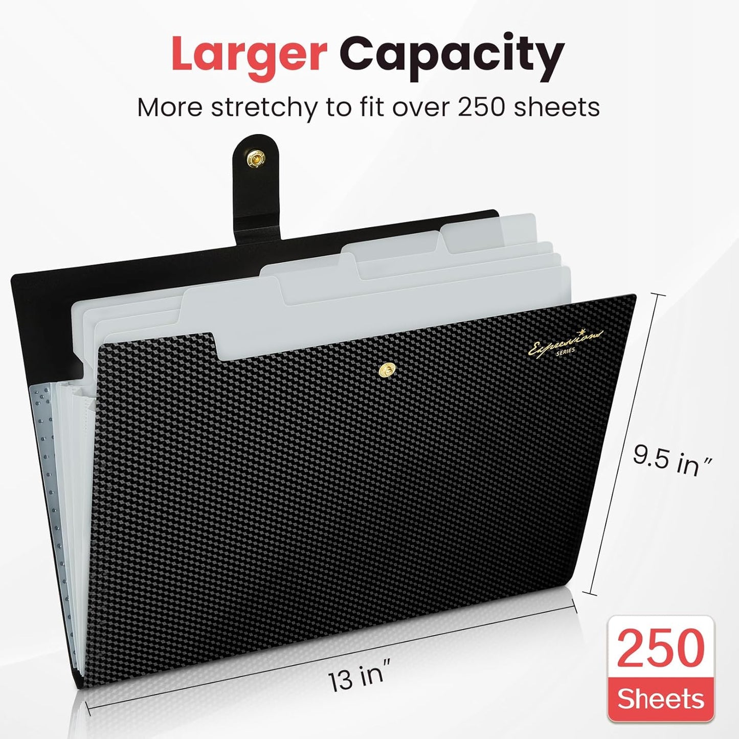 Sooez Expanding File Folder, Letter Size Accordion File Organizer, 5 Pocket Folders for Documents, Cute Folder with Labels, Portable Paper Organizer for School Office Supplies, A4 Size, Grey