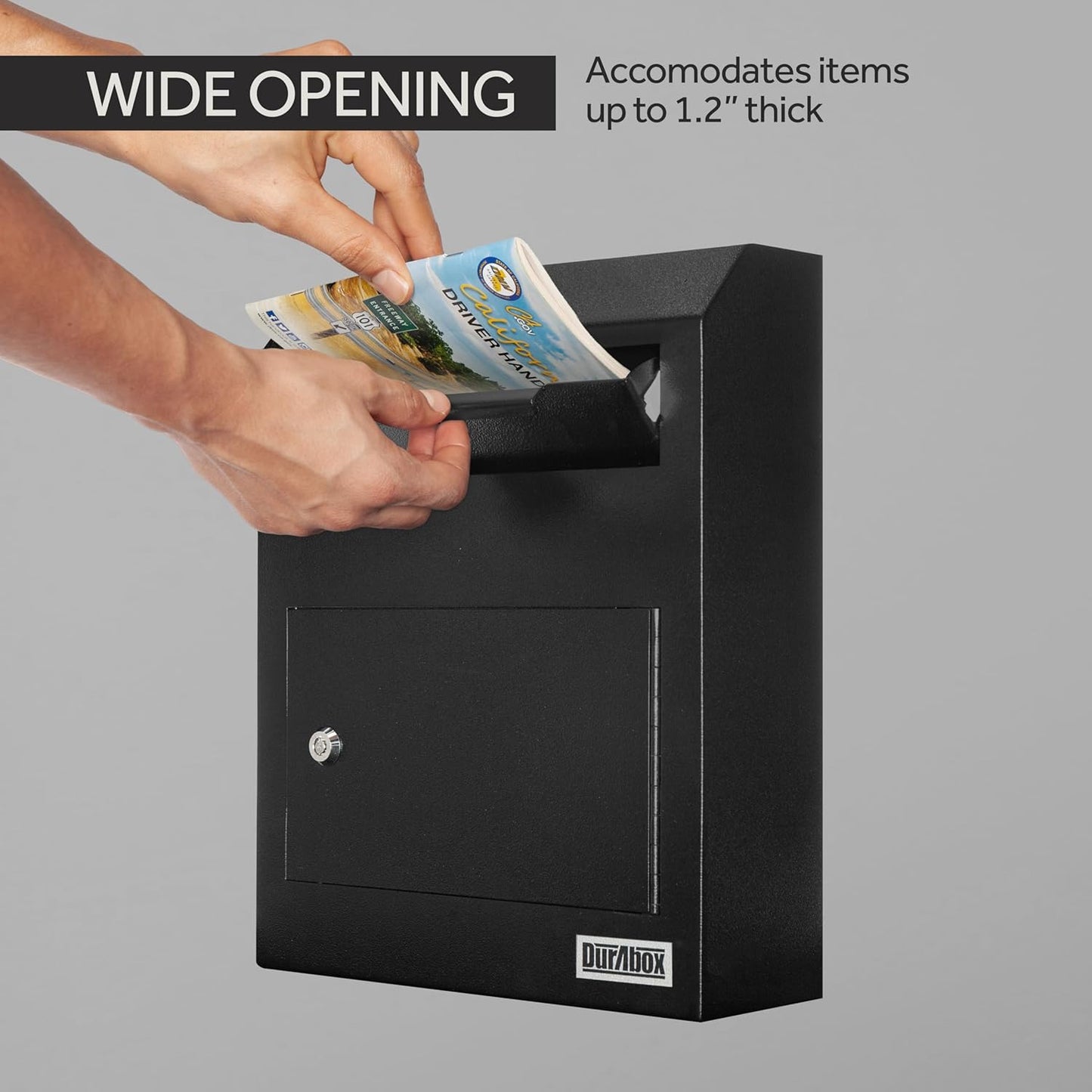 Drop Box Deposit Safe 12 x 4 x 15” Heavy Duty Steel Wall Mount Mailbox for Mail, Letters, Checks, Keys, Cash and more for Home, Office & Commercial Use (W500) (Black)