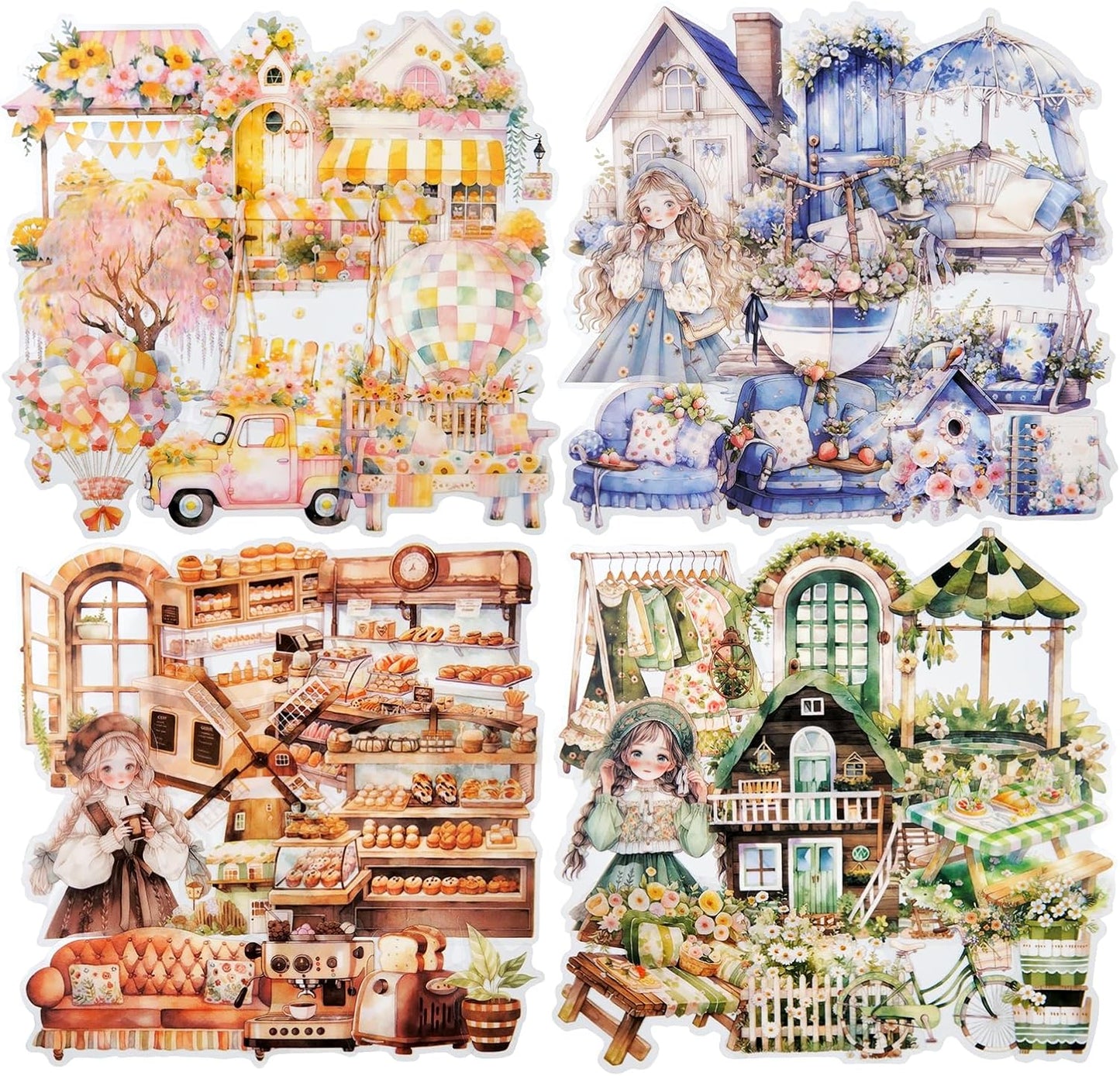 Daily Life PET Sticker Set, 120Pcs Cottagecore Stickers for Scrapbooking, Journaling, DIY Crafts and Planner Supplies