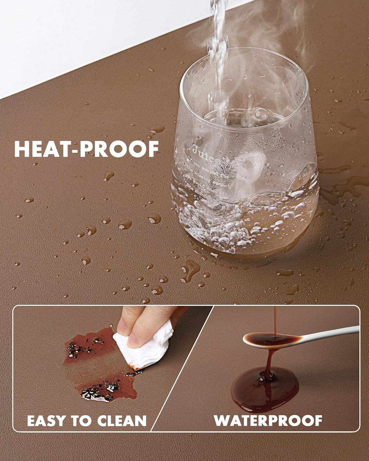 YSAGi Double-Sided Desk Pad, 35.4"x17"Leather Desk Mat, Eco Cork Desk Pad Protector,Large Mouse Pad,Waterproof Desk Blotter for Office/Home(Coffee)