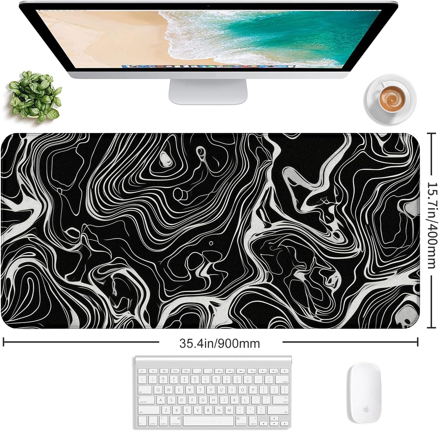 Minimalist Abstract Line XL Mouse Pad, Suitable for Home Office and Study Keyboard Mouse Pad 35.4 x 15.7 x 0.12 Inches