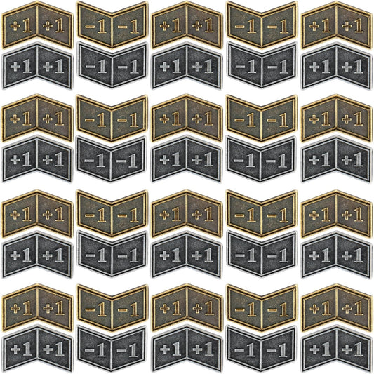 40 PCS Antique Metal Buff Counter Tokens with Velvet Bag Magic The Gathering Token Creature Stats or Loyalty Counters for MTG CCG Card Gaming Accessories, Black&Bronze