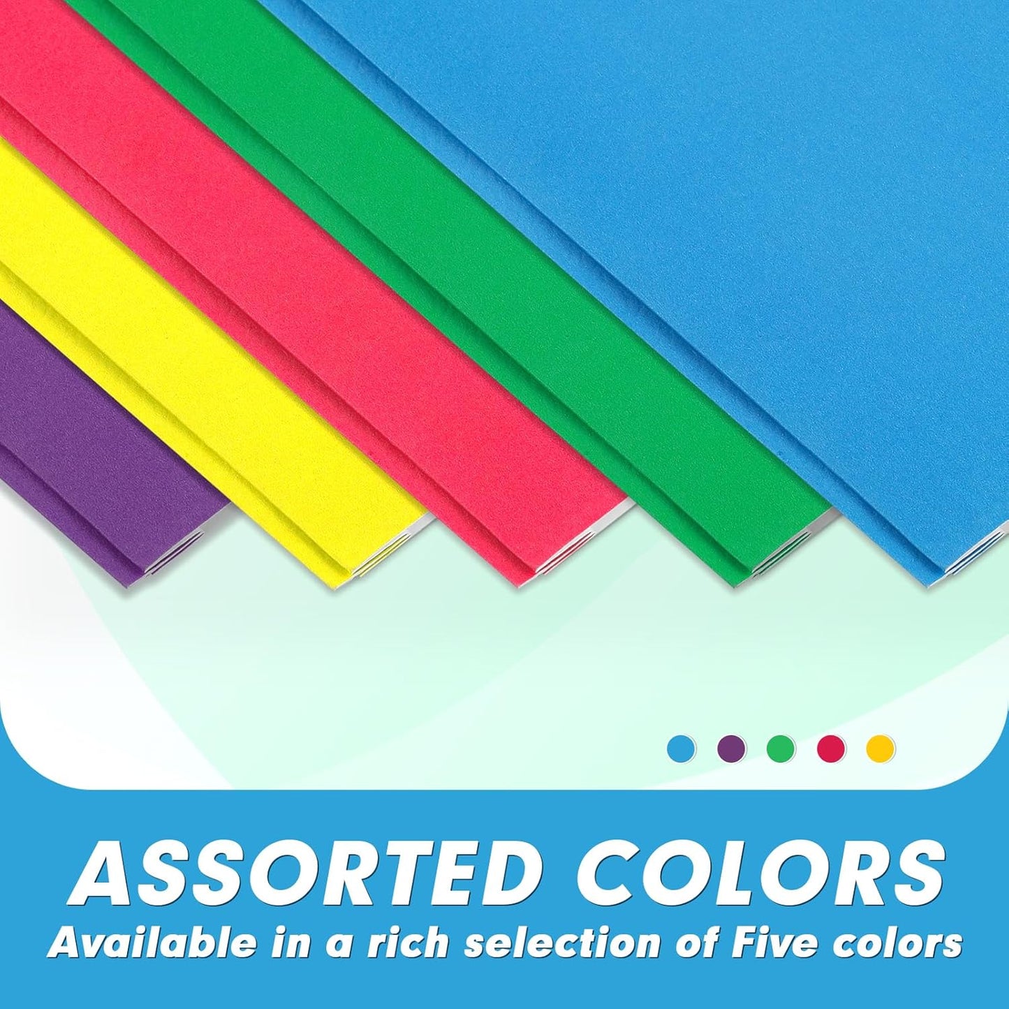 Two Pocket Folders, PANDRI 60 Pack Two Pocket Folders with Prongs, 2 Pocket 3 Prong Folders Designed for Office and Classroom, Letter Size, Assorted 5 Colors