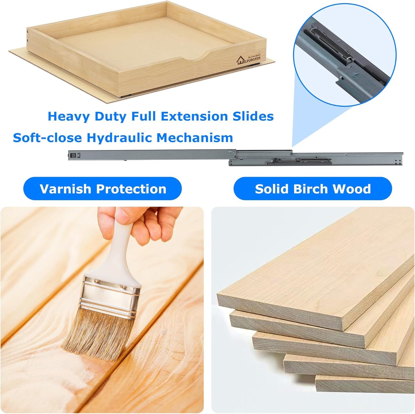 WelFurGeer Soft Close Pull Out Drawers for Cabinets, 29" W x 22" D Pull Out Cabinet Drawer with Heavy Duty Slides, Pull Out Cabinet Organizer, Cabinet Drawers Slide Out, Pull-Out Home Organizers