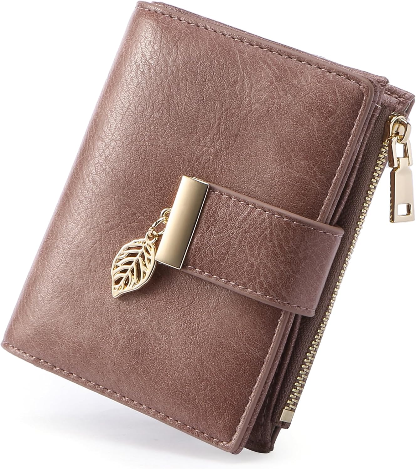 Small Wallet Women RFID Blocking Leather Bifold Wallet Credit Card Holder for Women Ladies Compact Wallet Mini Purse With Zipper Pocket