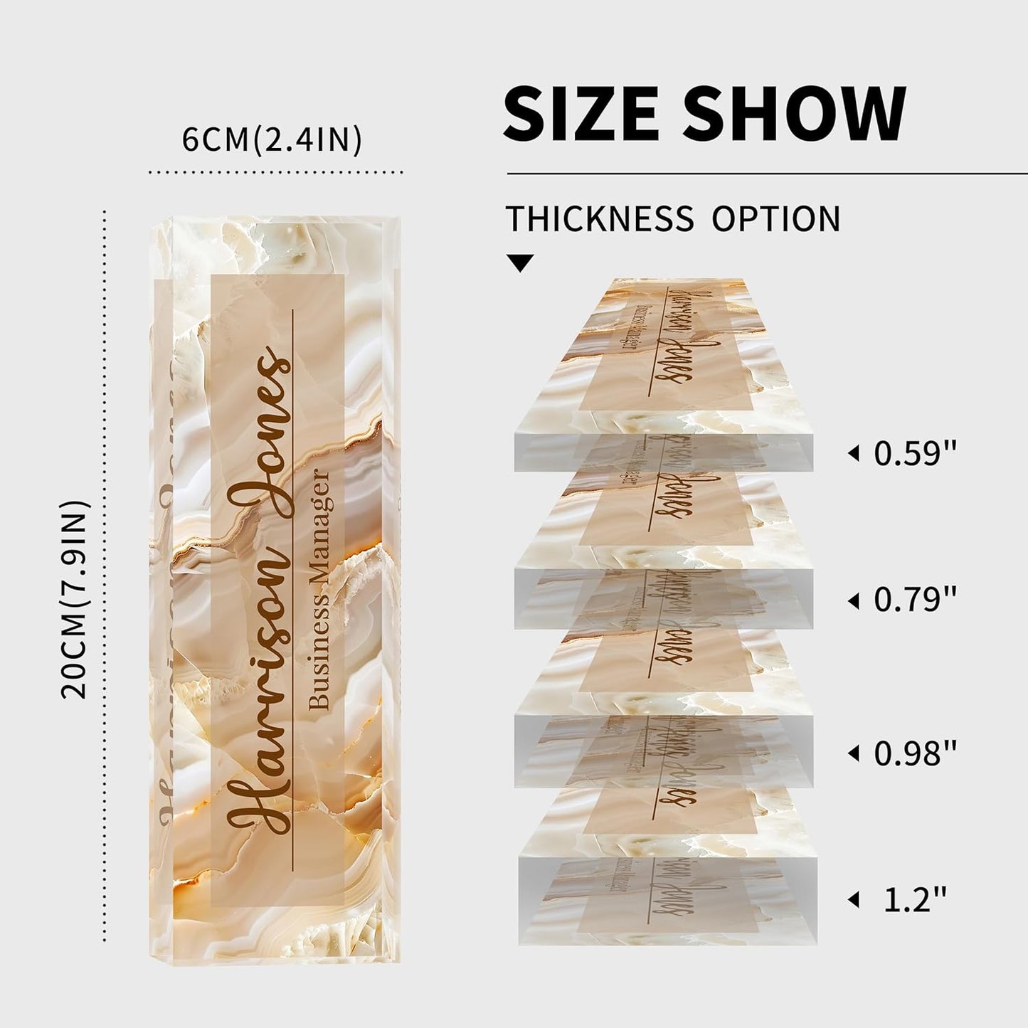 Personalized Name Plate for Desks, Custom Desk Name Plates, Acrylic Name Plate Office Desk Accessories, Personalized Office Gifts for Coworkers Teachers, Employee Appreciation Gifts (B-Gold Flowing)