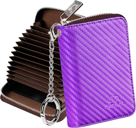FurArt Zipper Wallet Women, RFID Blocking Credit Card Wallet, Business Card Holder, Compact Size KeyChain Wallet