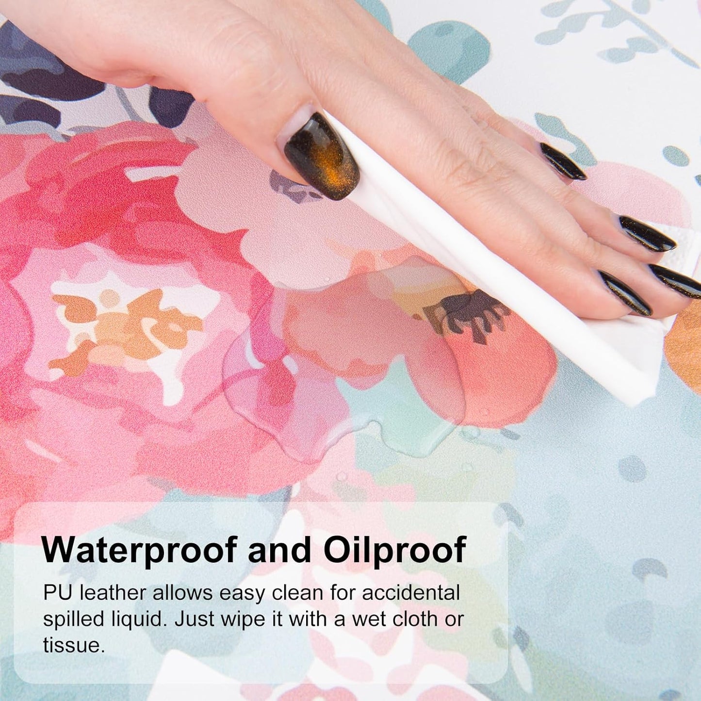 QIYI Large Mouse Pad, Pink Floral Desk Mat for Desktop, Women Girls PU Leather Waterproof Gaming Mousepad, Computer Laptop Desk Accessories Protector Writing Pads for School Office Home 31.5" x 11.8"