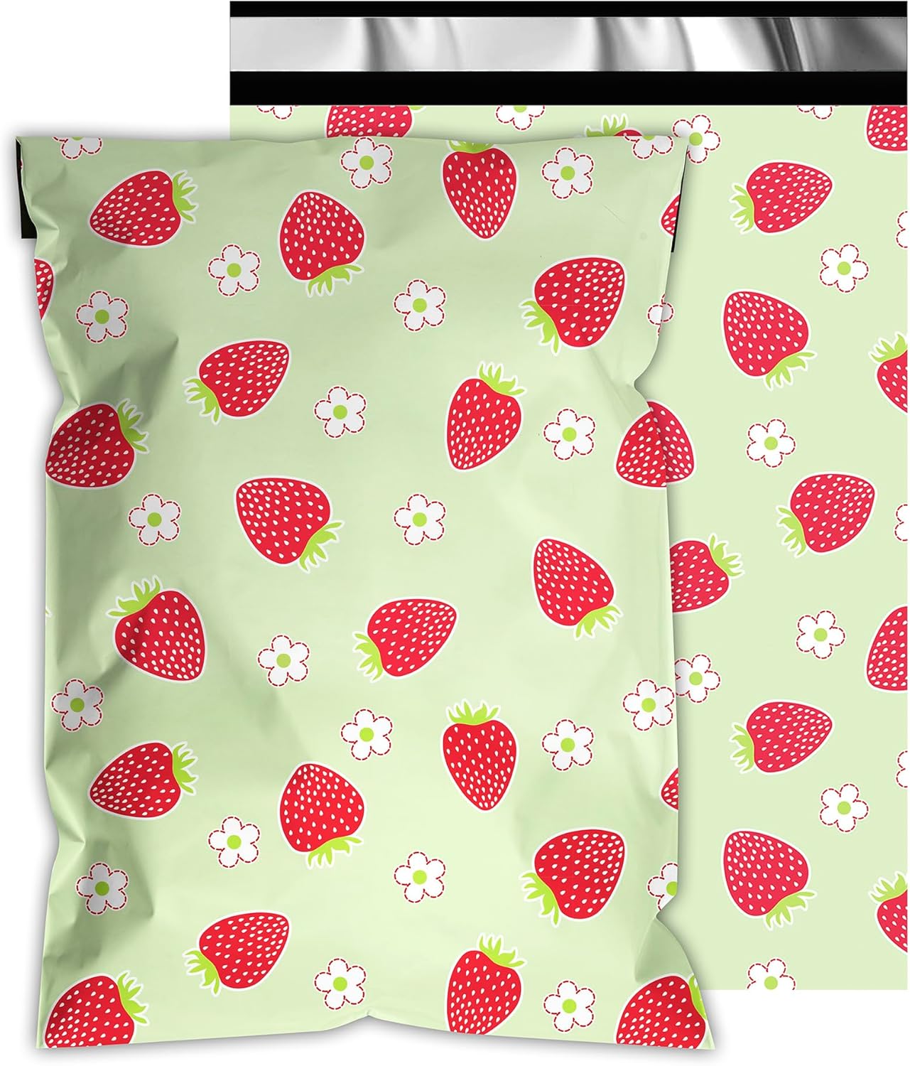 Poly Mailers 10x13 Inch 100 Pcs - Strawberries printed Shipping Bags, 2.4mil Thickness, Waterproof and Tear Resistant Mailing Envelopes, Self-Sealing Packaging Bags for Small Business