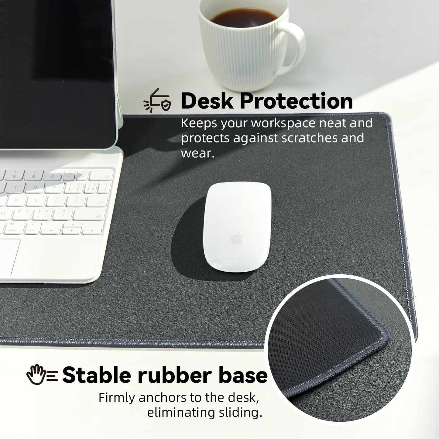 Waterproof Large Gaming Mouse Pad with Durable Stitched Edges, Non-Slip Rubber Base, Smooth Surface Mouse Mat Desk Pad for Home Office Gaming, 35.4"x15.7"x0.12", Dark Gray