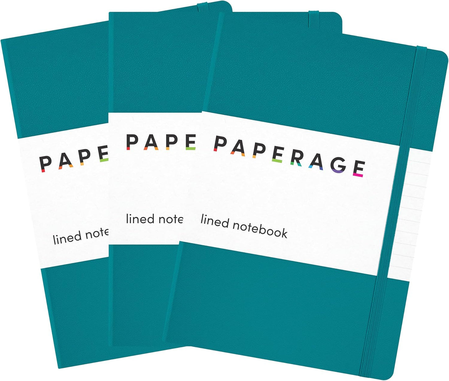 PAPERAGE Lined Journal Notebook, 3 Pack, (Turquoise), 160 Pages, Medium 5.6 in x 8 in - 100 GSM Thick Paper – Hardcover Journaling Notebook for Work, School & Note Taking