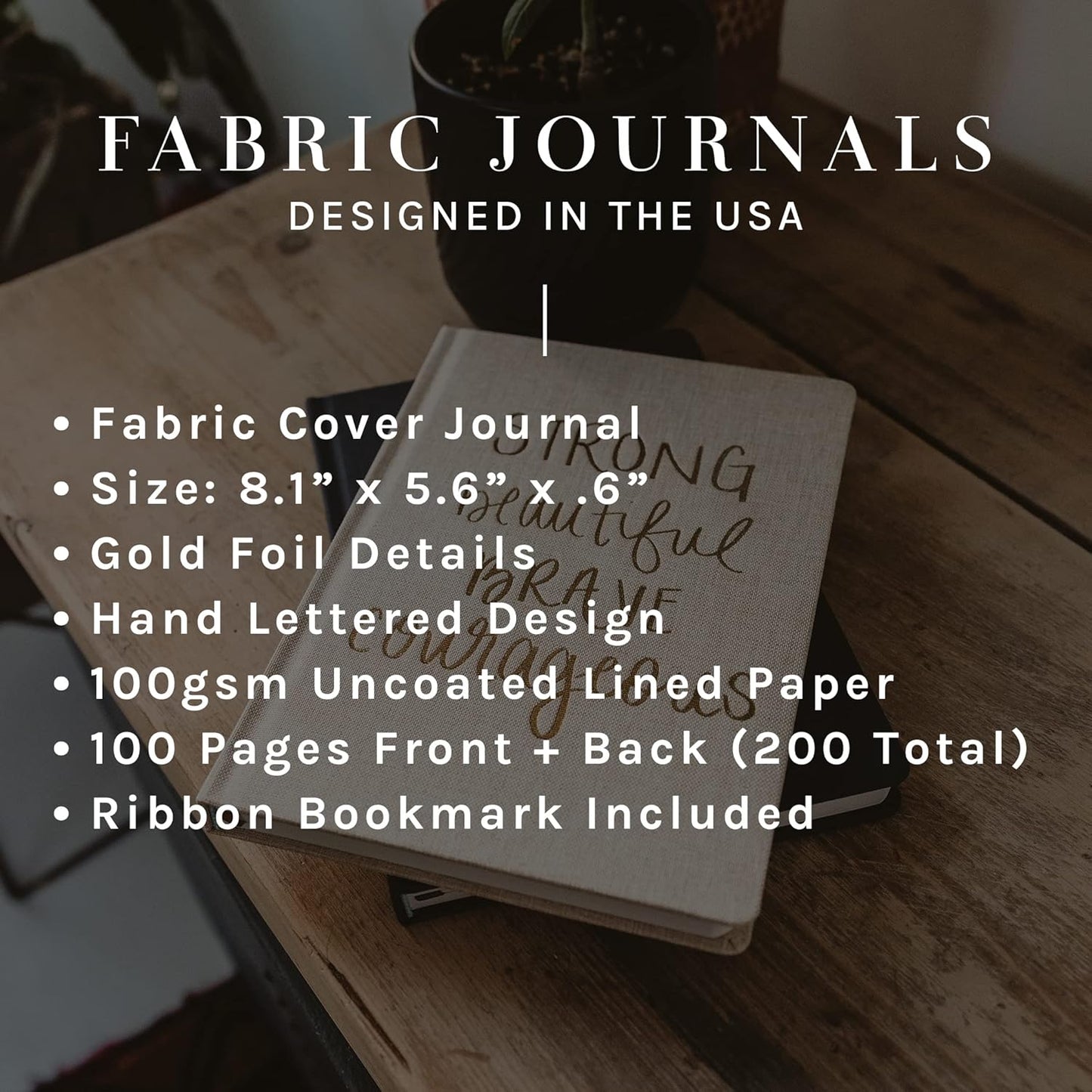 Sweet Water Decor Cute Motivational Lined Composition Notebook for Women, 100 Ruled Pages for Writing, Diary with Fabric Inspirational Cover (Tan She Believed She Could)