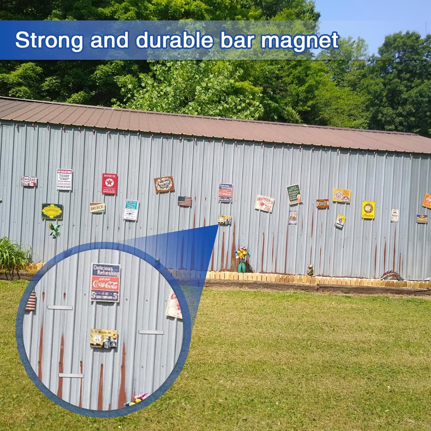 Grtard 20 Pack Neodymium Magnet Bar, Strong Rare Earth Magnets with Double-Sided Adhesive, Magnet Strips Heavy Duty Perfect for Fridge, Garage, Kitchen, Science, Craft, Office, DIY - 60 x 10 x 3 mm