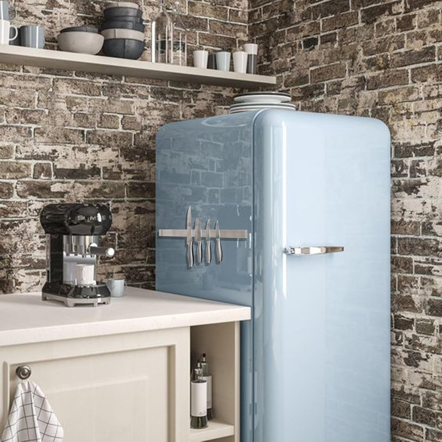 Premium Magnetic Knife Holder for Refrigerator – 20 Inch Professional Double Sided Magnetic Knife Strip for Fridge - Stainless Steel Magnetic Knife Holder for Wall Self Adhesive