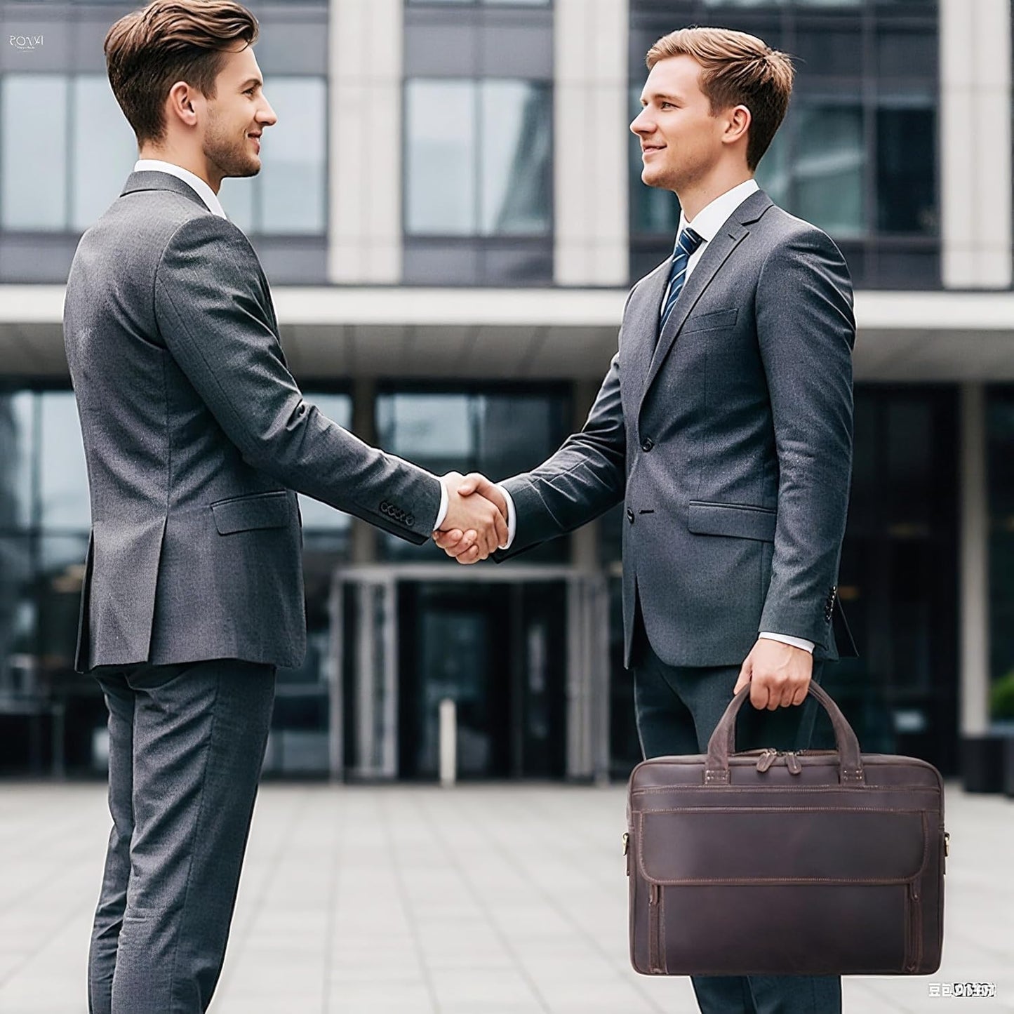 Masa Kawa Leather Briefcase for Men 15.6" - 17" Laptop Computer Case Business Travel Work Messenger Cross Body Shoulder Bag