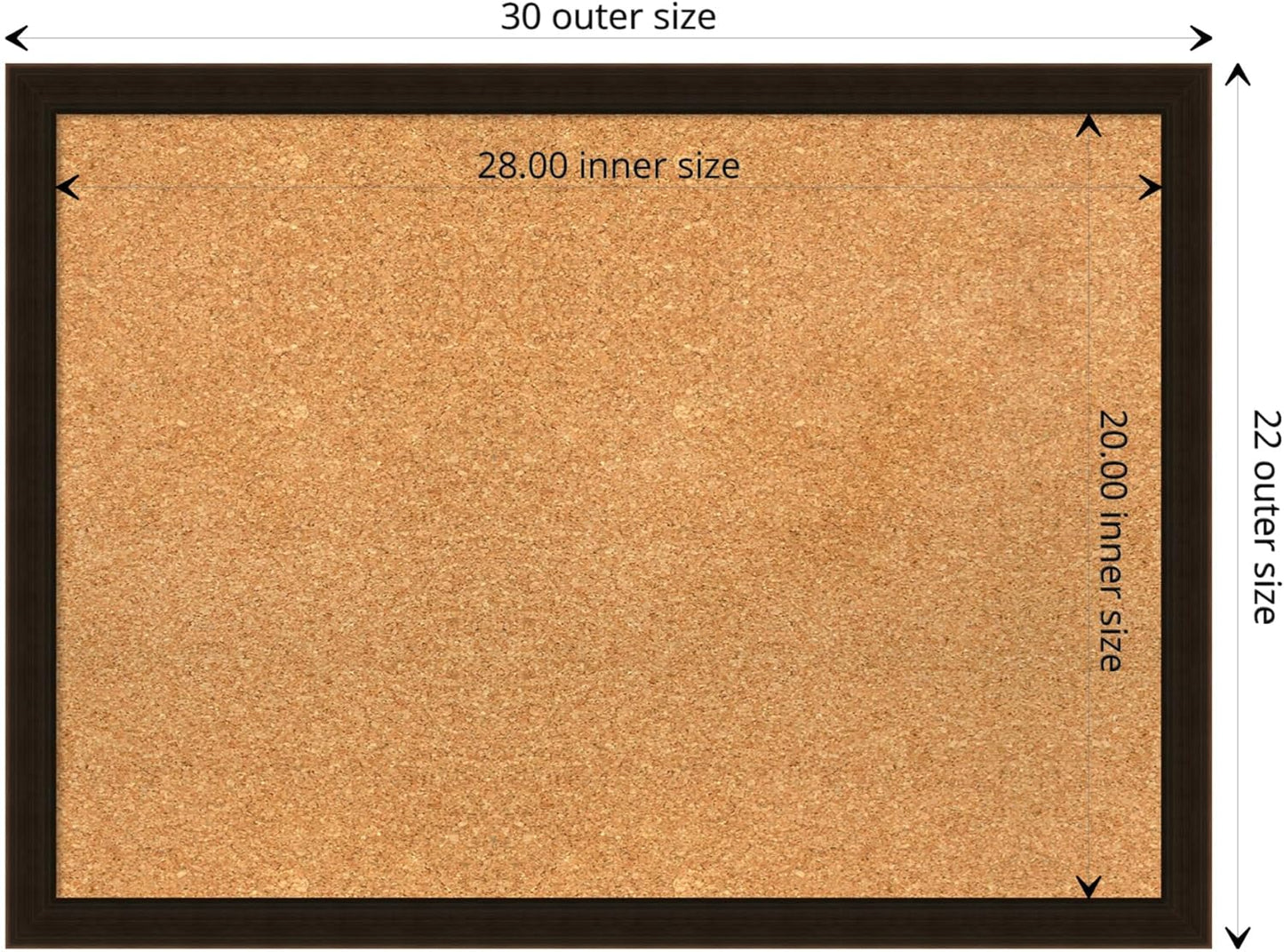 Amanti Art Natural Cork Board for Wall, 22x30 Vision Board with Brown Wood Frame, Medium Corkboard Office Decor for Home Organization, Rustic Farmhouse Corkboard Pinboard to display items for home