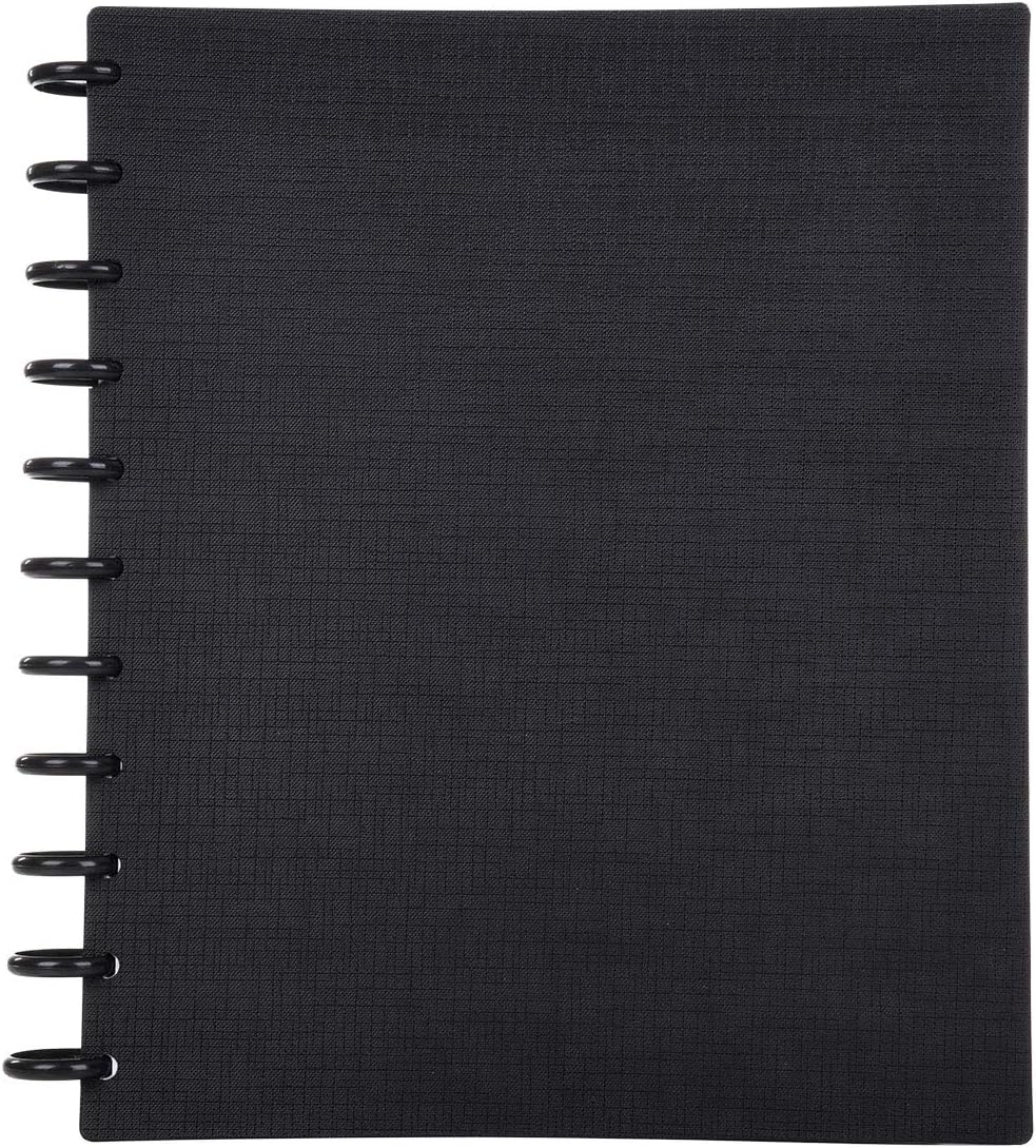 Talia Discbound Notebooks, Planner, Customizable, (Black w/Black Discs, Letter (8.5in x 11in))